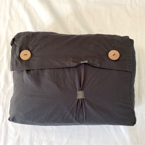 INK+IVY Masie Elastic Embroidered Gray Cotton FULL QUEEN Duvet Cover Set 3pc - Picture 5 of 10